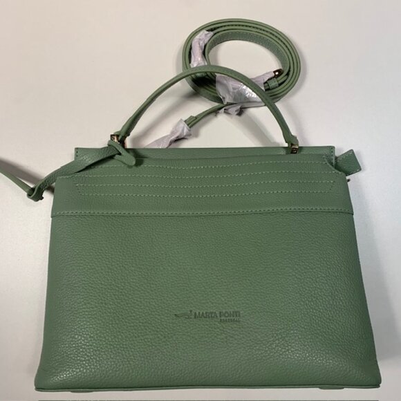 Marta Ponti Portugal Sage Green Leather Satchel NWOT - Picture 5 of 10